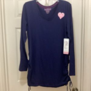 New Great Expectations long sleeve blue cinch maternity top XL 16-18